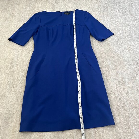 Tahari Arthur S Levine Blue Short Sleeve Work Midi Dress With Pockets 6 - Picture 5 of 11
